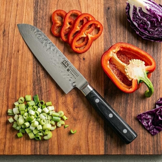 Yaxell Zen 165mm santoku, a 37-layer AUS-10 core Japanese knife